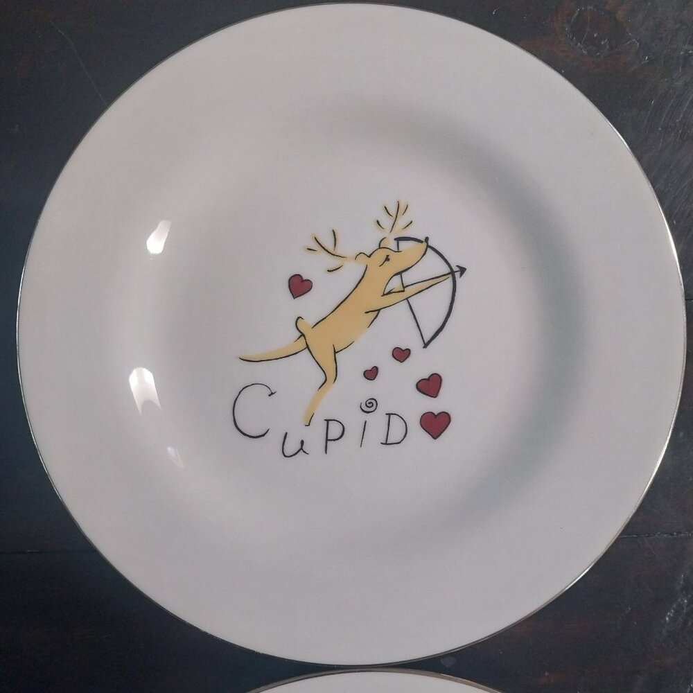 Pottery Barn Reindeer Salad Plates Mint Condition - Picture 2 of 7